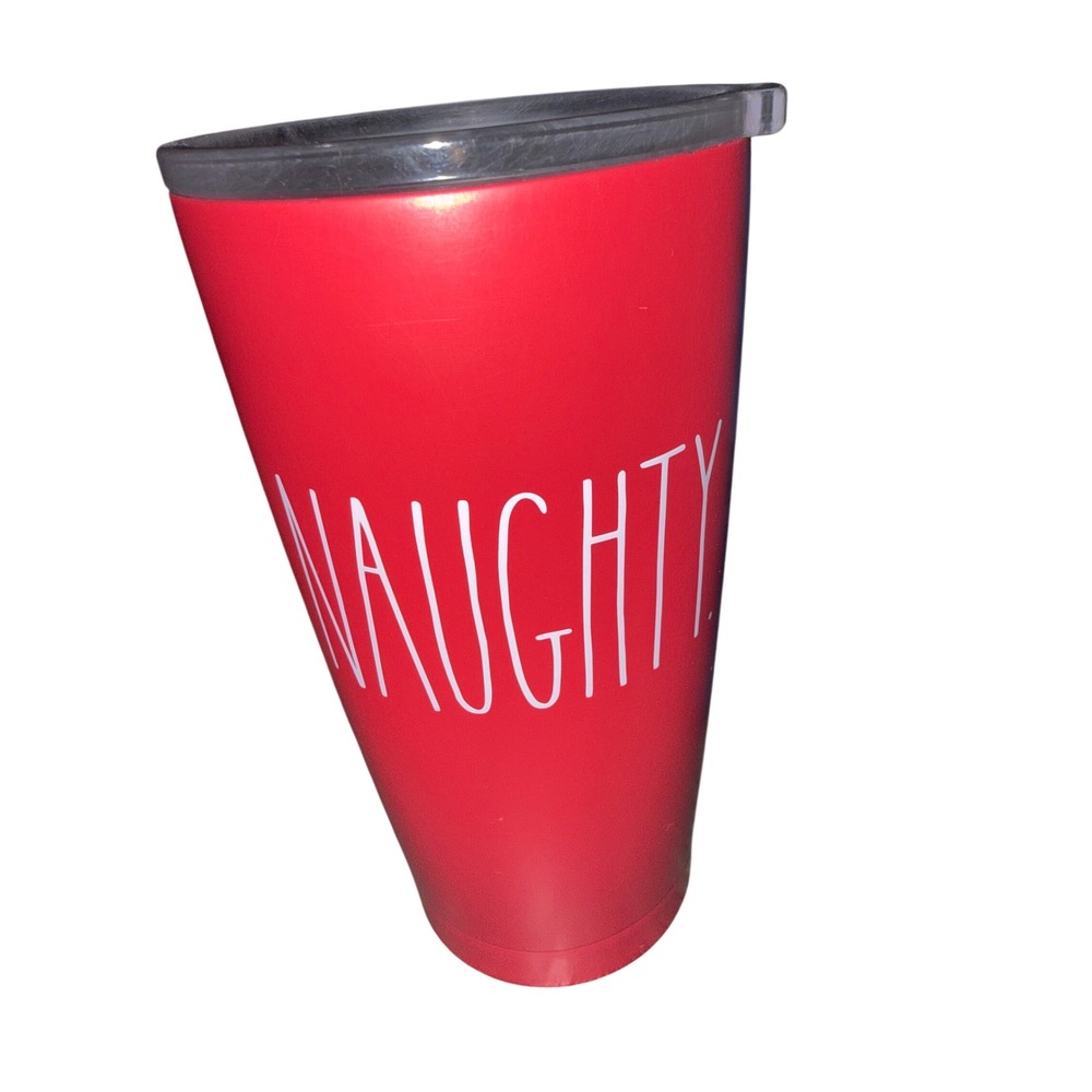Rae Dunn Naughty Nice Red Stainless Steel Tumbler 17oz Christmas Holiday